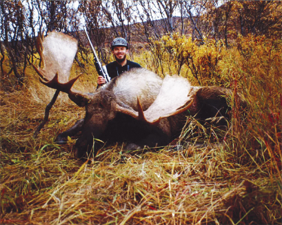 Brian has used the .338 Winchester Magnum to take a variety of large game, including this Alaskan moose.